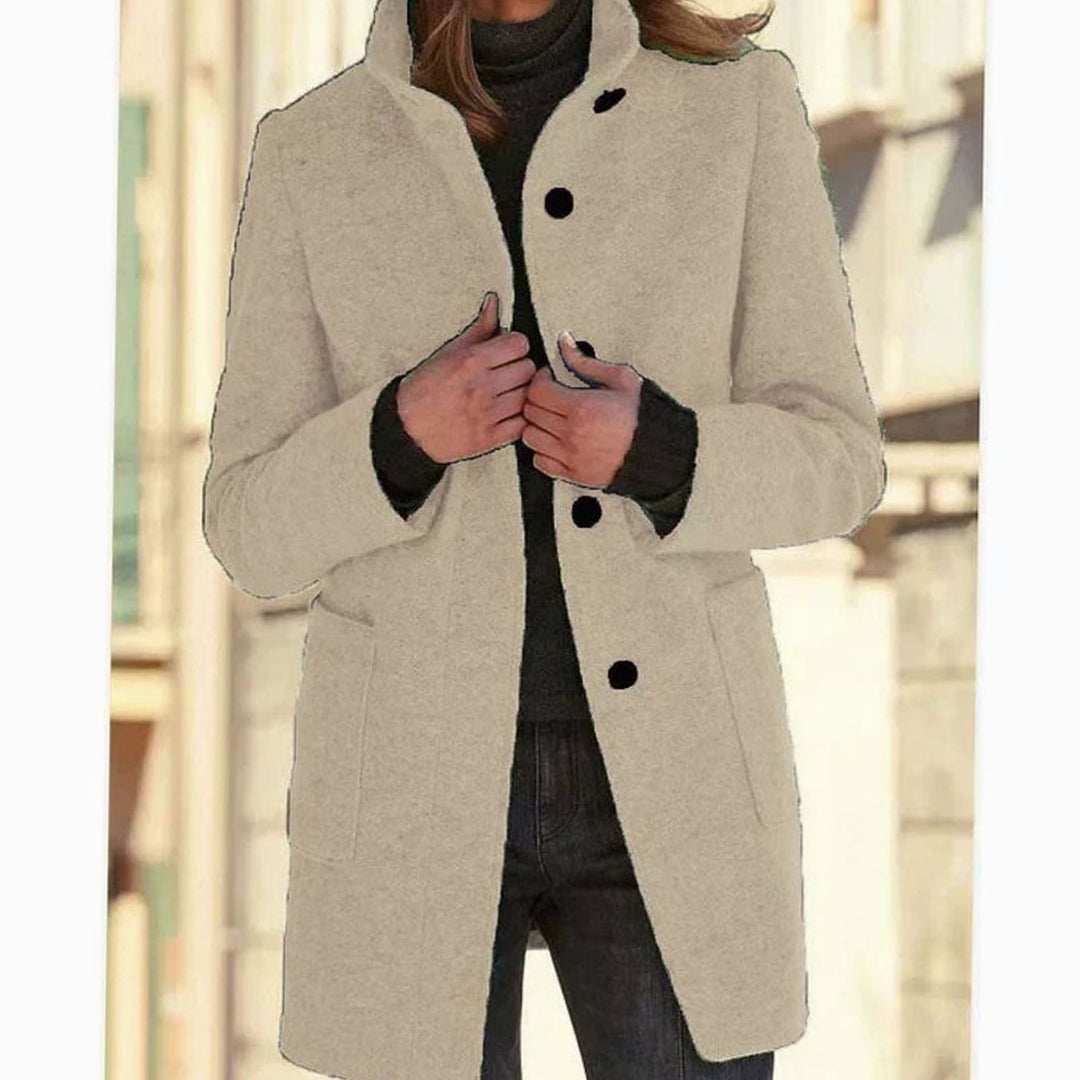 Venetia stand collar wool blend button coat – image 7
