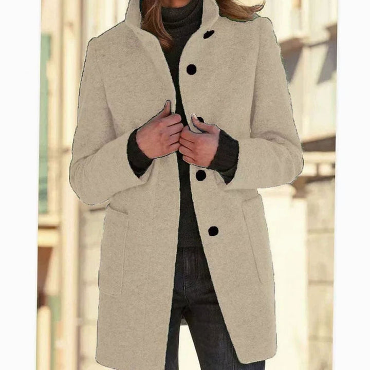 Venetia stand collar wool blend button coat – image 7