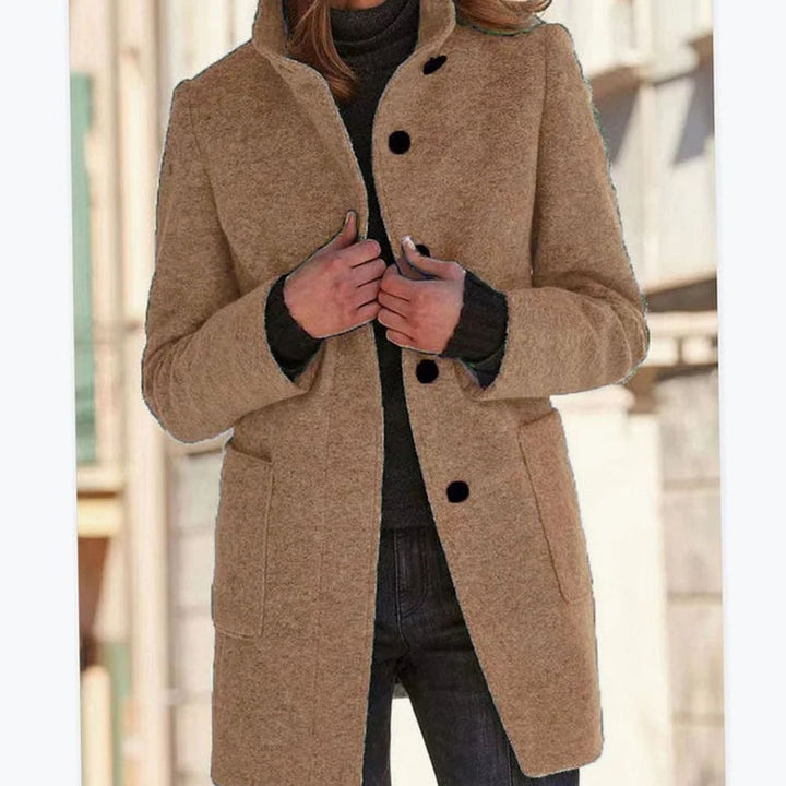 Venetia stand collar wool blend button coat – image 9