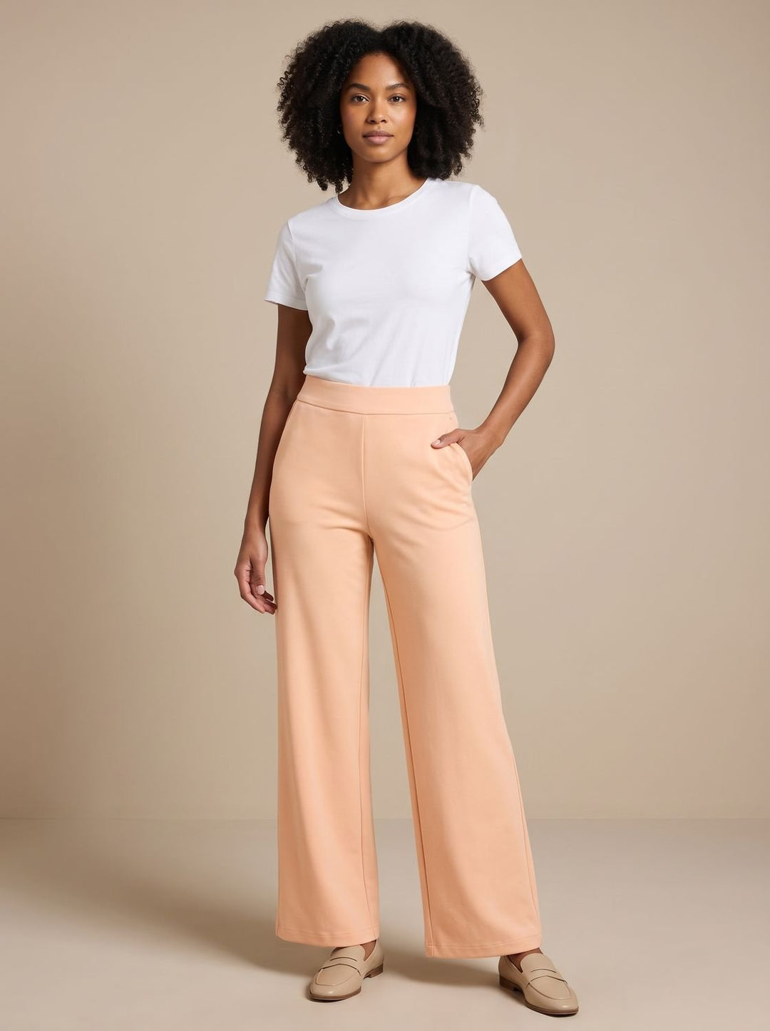 Kiri high waist wide leg stretch trousers with pockets