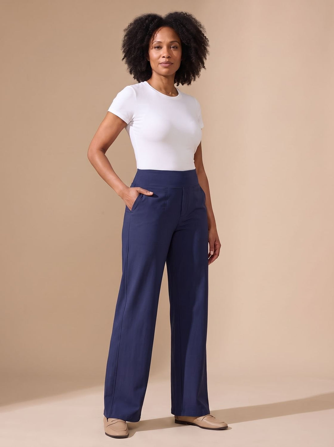 Kiri high waist wide leg stretch trousers with pockets – image 3
