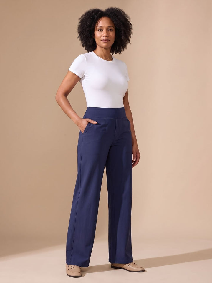 Kiri high waist wide leg stretch trousers with pockets – image 3