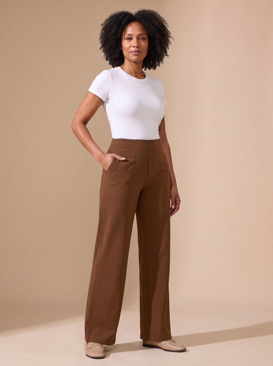 Kiri high waist wide leg stretch trousers with pockets – image 4