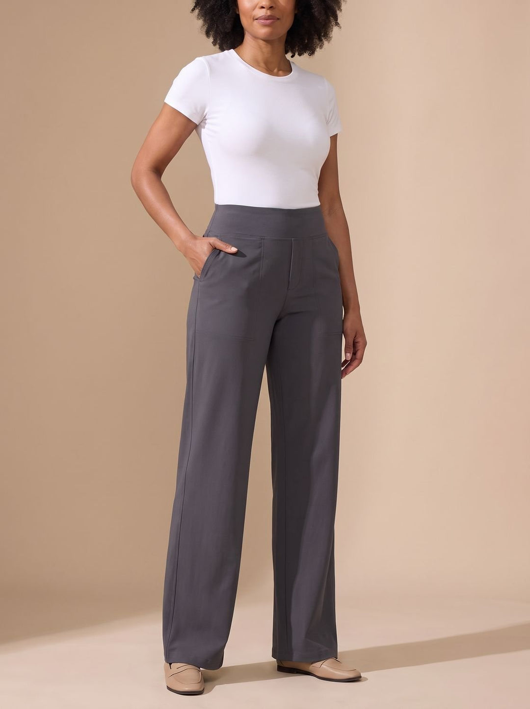 Kiri high waist wide leg stretch trousers with pockets – image 6