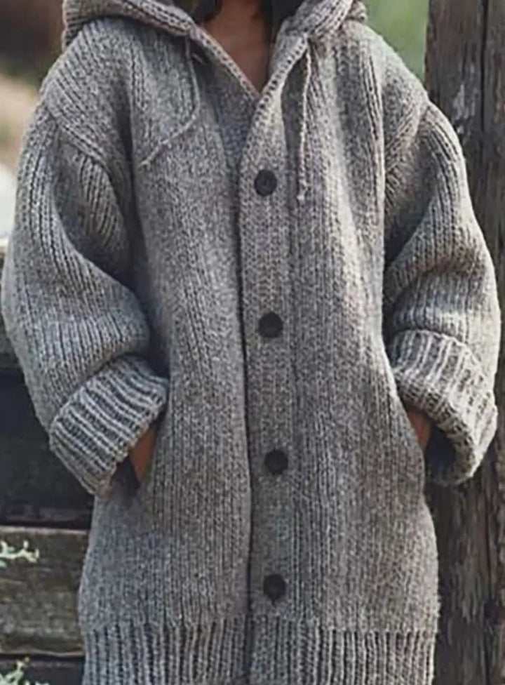 Isla oversized chunky knit hooded cardigan – image 2