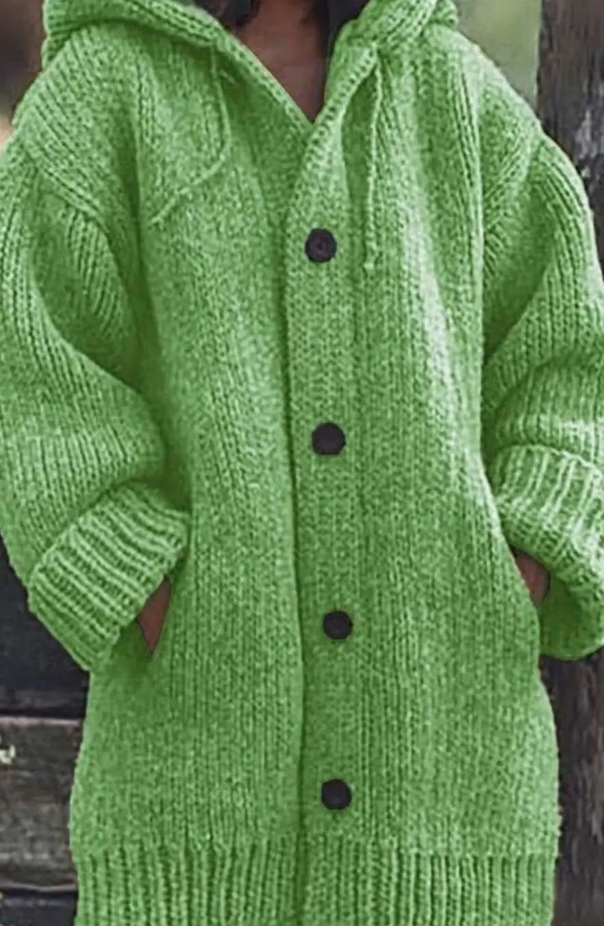 Isla oversized chunky knit hooded cardigan – image 5