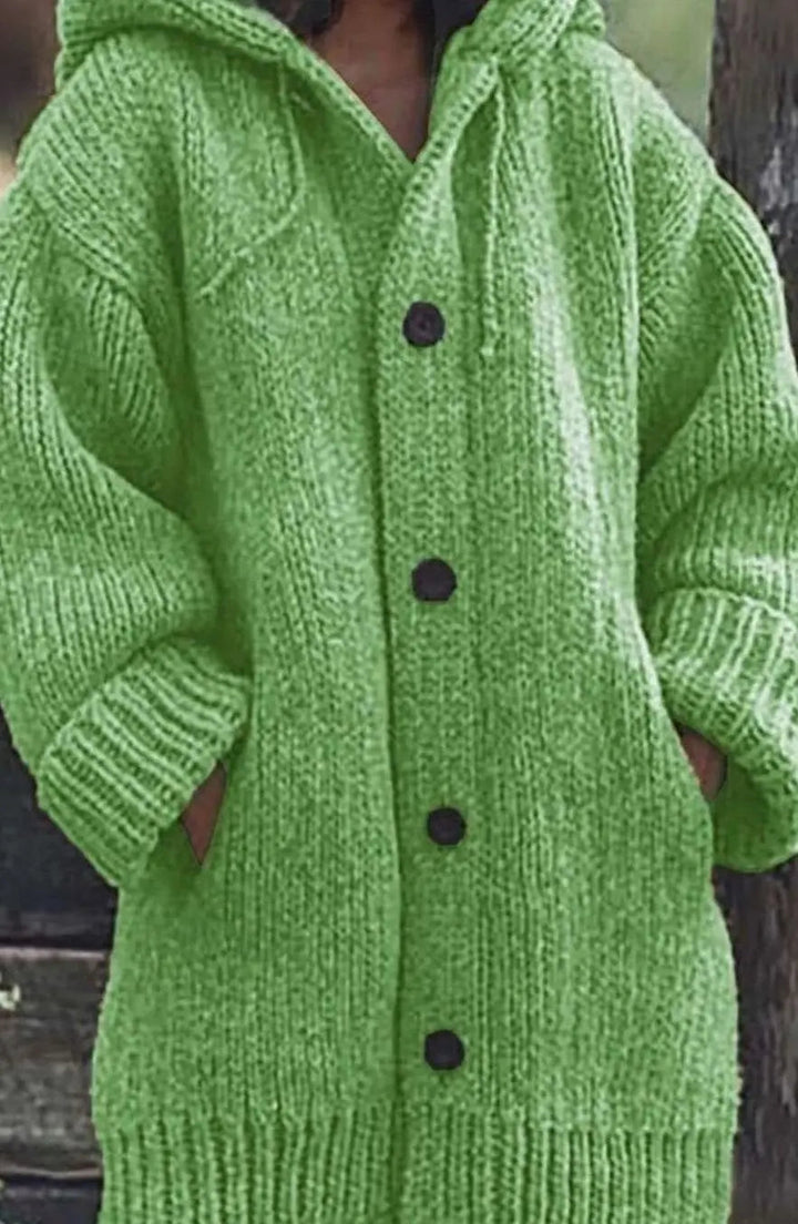 Isla oversized chunky knit hooded cardigan – image 5