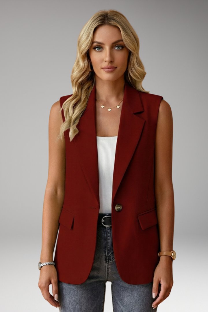 Edith | Elegant Sleeveless Notch Collar Blazer
