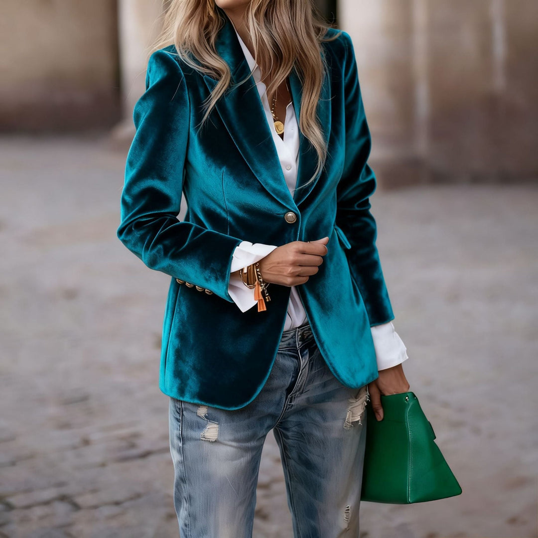 Kristina tailored velvet blazer – image 10