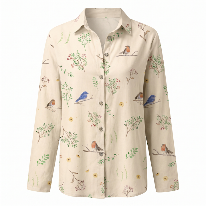 Cosima | Elegant Split Neck Printed Blouse