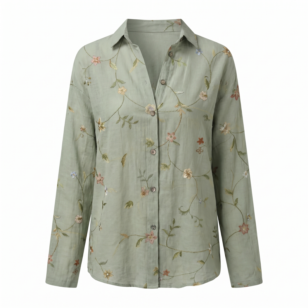 Cosima | Elegant Split Neck Printed Blouse
