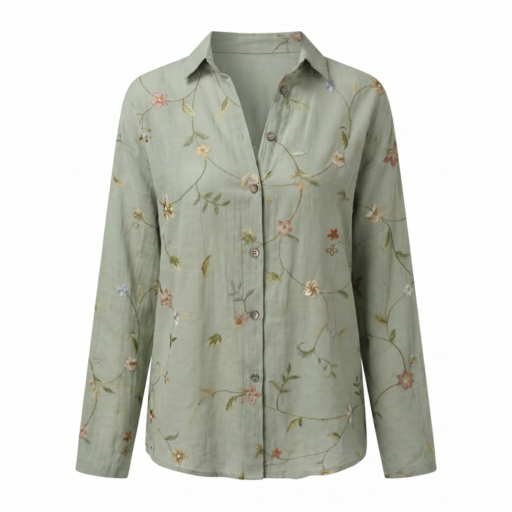 Cosima | Elegant Split Neck Printed Blouse