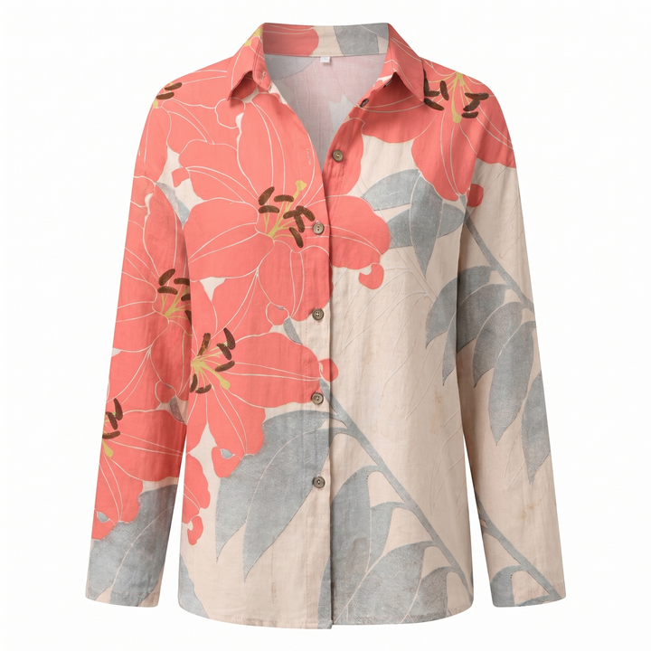 Cosima | Elegant Split Neck Printed Blouse