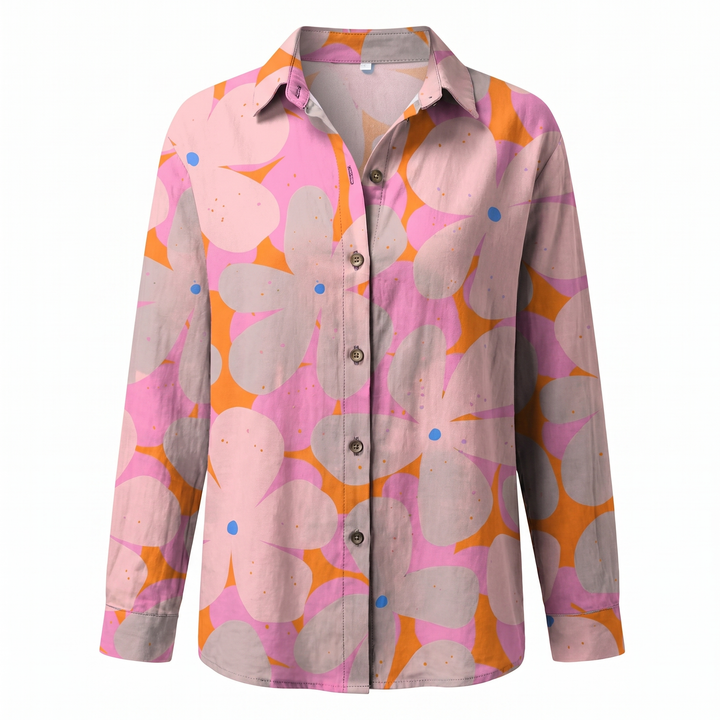 Cosima | Elegant Split Neck Printed Blouse