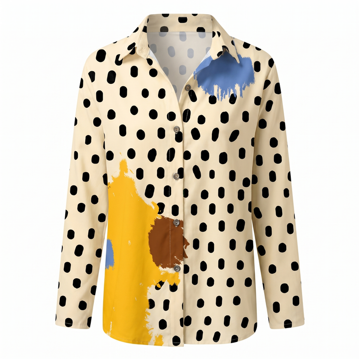Cosima | Elegant Split Neck Printed Blouse