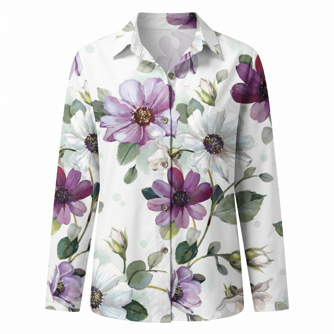 Cosima | Elegant Split Neck Printed Blouse