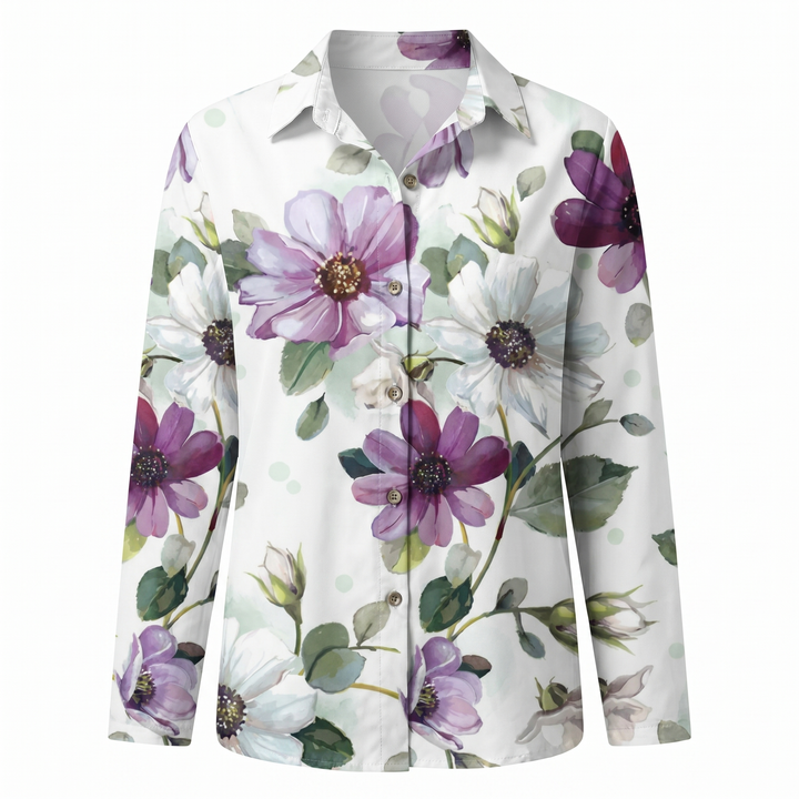Cosima | Elegant Split Neck Printed Blouse