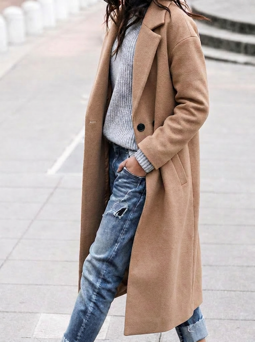 Cecily oversized longline coat with wide lapels