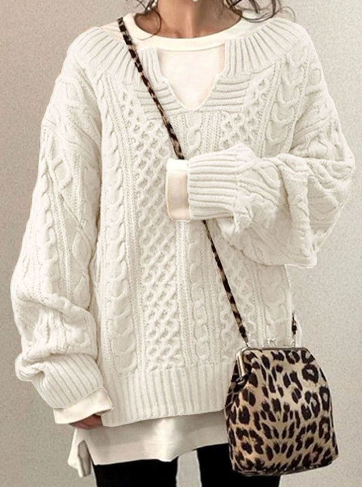 Maiken oversized V neck cable knit jumper – image 2
