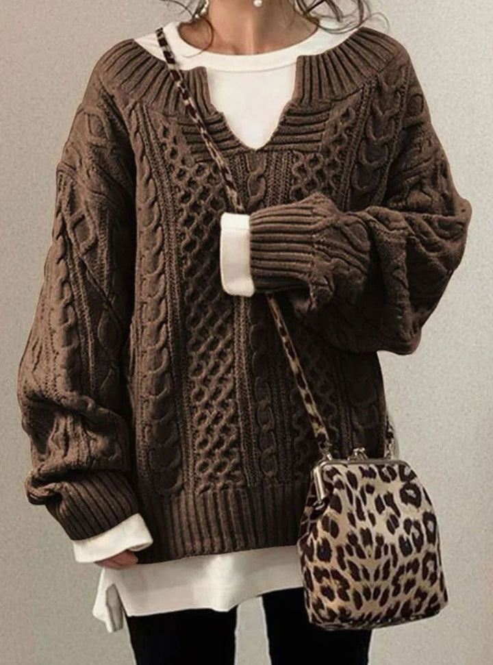 Maiken oversized V neck cable knit jumper – image 3