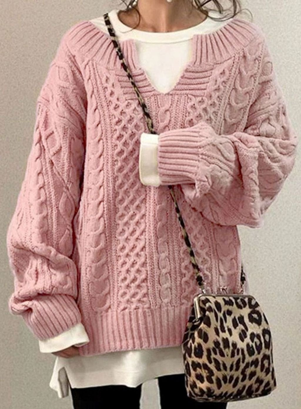 Maiken oversized V neck cable knit jumper – image 4