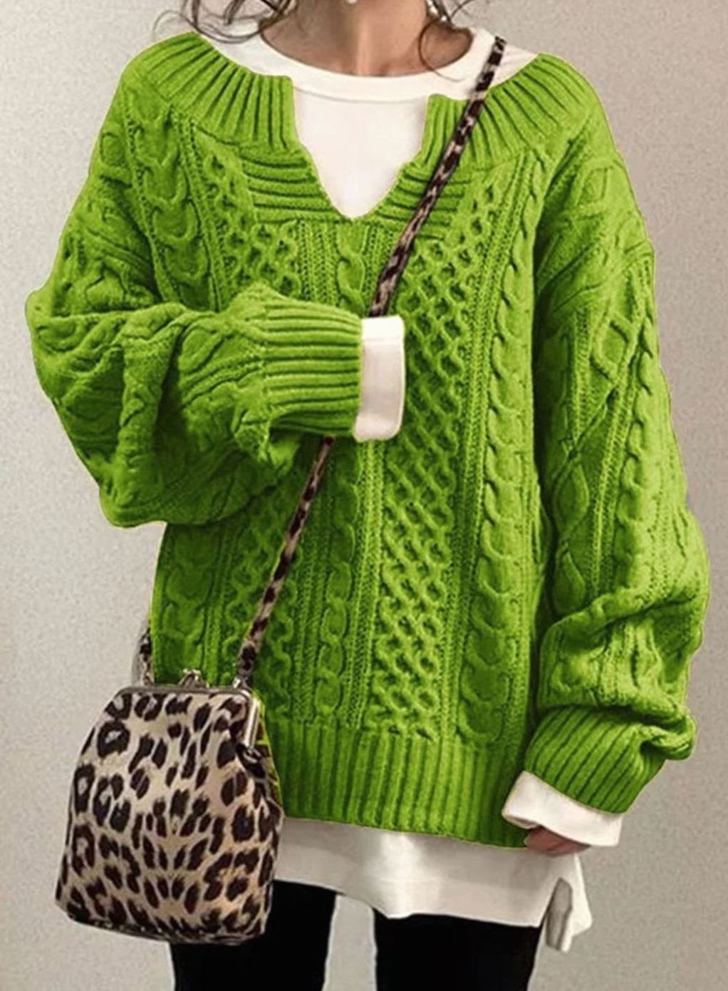Maiken oversized V neck cable knit jumper – image 6