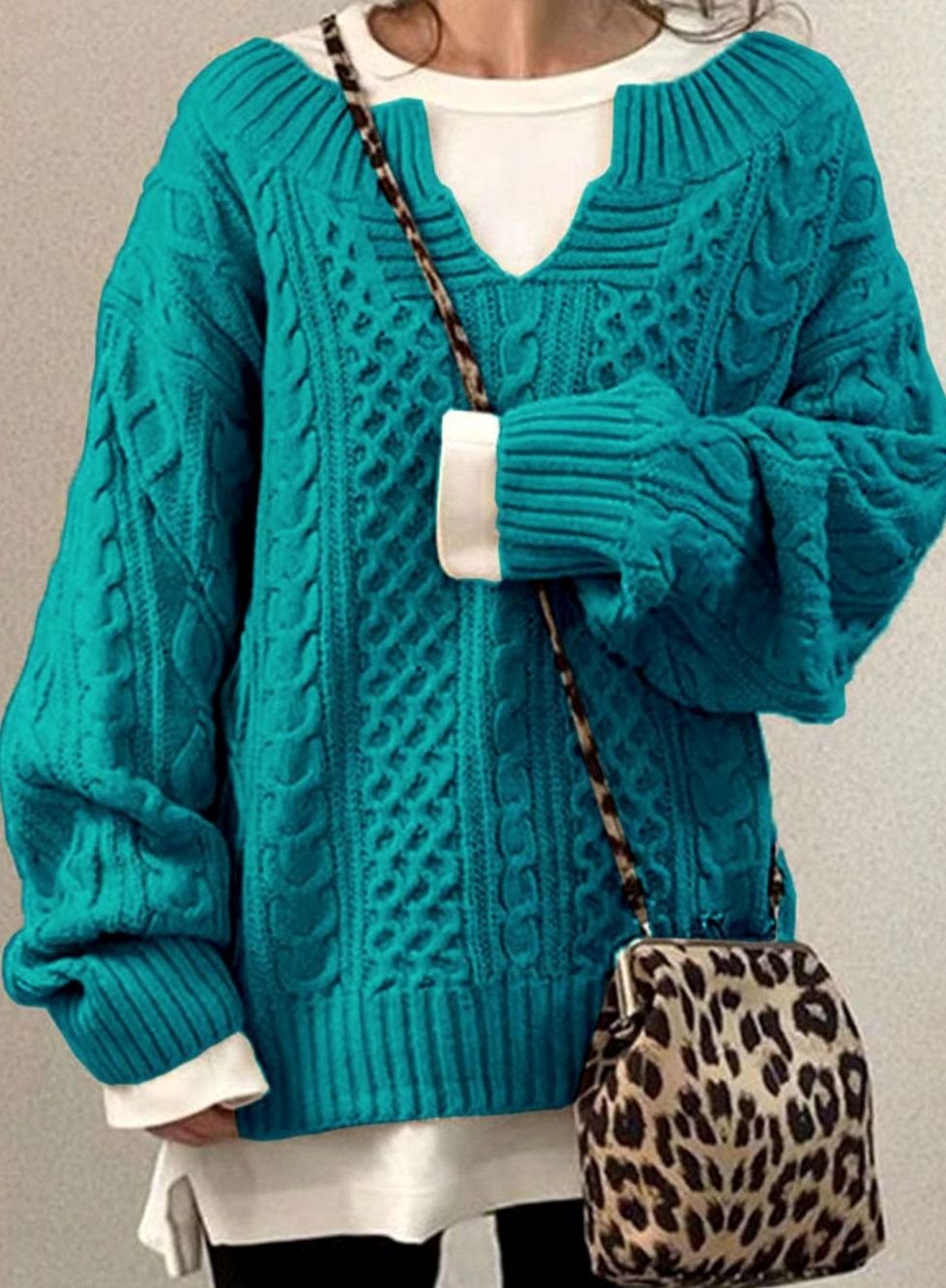 Maiken oversized V neck cable knit jumper – image 7