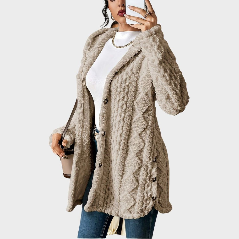 Ylva long hooded plush cardigan – image 2