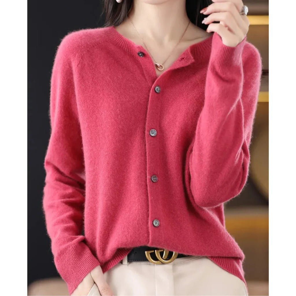 Roos round neck knit cardigan