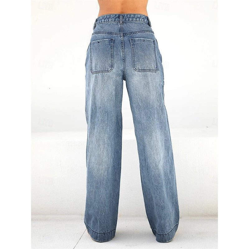 Lorna | Elegant High Waist Wide Leg Jeans