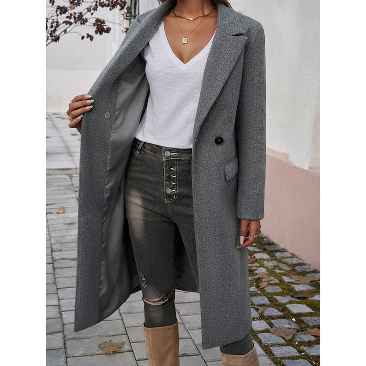 Ruby long straight coat with lapels – image 5