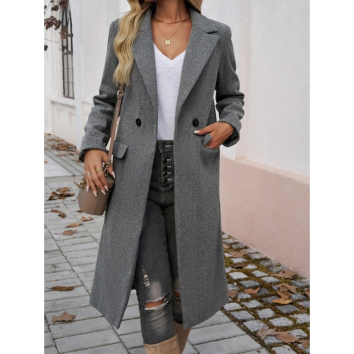 Ruby long straight coat with lapels – image 2